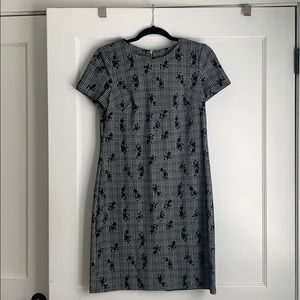 CALVIN KLEIN Gray Plaid + Floral Sheath Dress